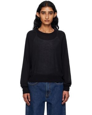 Loulou de Saison Angus Cashmere Crew Neck Jumper - Black