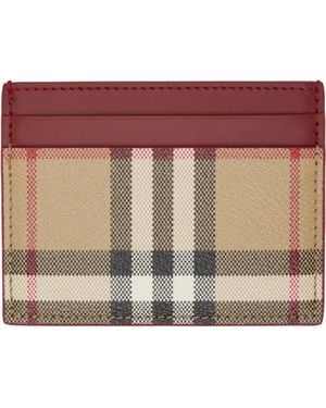 Burberry Burgundy Check Card Holder - Purple