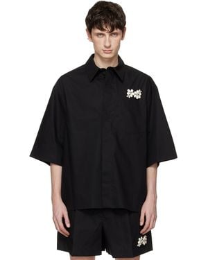Simone Rocha Embellished Boxy Pen Pocket Shirt - Black