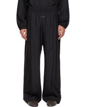 Fear Of God Striped Wool Wide Leg Drawstring Trousers - Black
