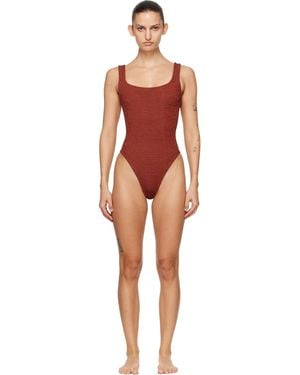Hunza G Burgundy Square Neck Swimsuit - Black