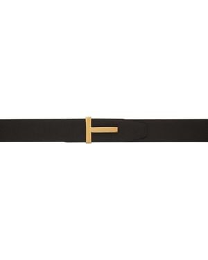 Tom Ford リバーシブル ソフト グレインレザー Ridge T ベルト - ブラック