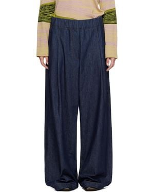 Dries Van Noten ネイビー ドローストリング ジーンズ - ブルー