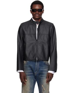 Vetements Boxy Moto Leather Jacket - Black