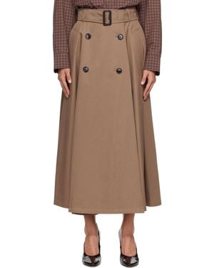 Burberry Gabardine Trench Midi Skirt - Brown