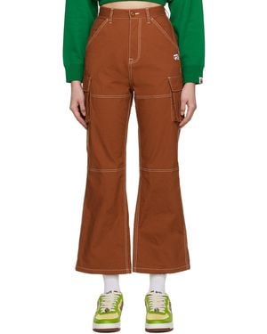 A Bathing Ape Colour Stitching High Waist Cargo Trousers - Brown
