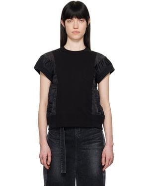 Sacai Nylon Twill & Cotton Jersey T-Shirt - Black