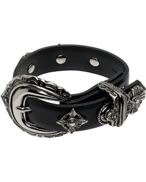 Toga Motif Leather Bangle Bracelet - Black