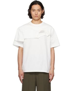 Feng Chen Wang ホワイト Double Collar Tシャツ