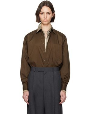 AURALEE Washed Finx Typewriter Button Down Shirt - Brown