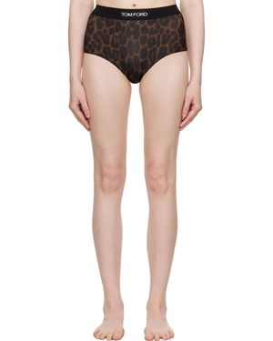 Tom Ford ブラウン モダール シグネチャ レオパード ショーツ - ブラック