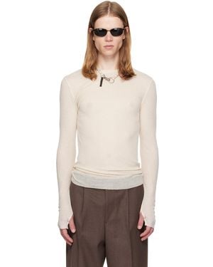 Tonywack Off- Sheer Wool Ribbed Knit Jumper - Natural