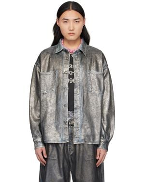 Acne Studios Silver Coated Denim Shirt - Black