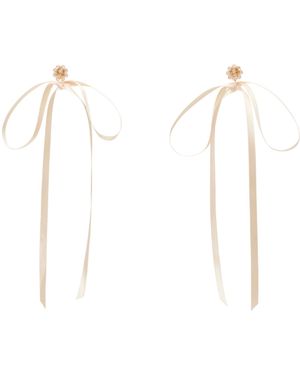 Simone Rocha Bow Ribbon Stud Earrings - White