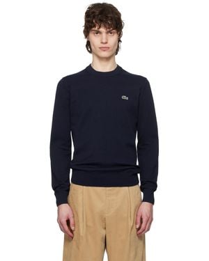Lacoste ネイビー コットン クルーネックセーター - ブルー