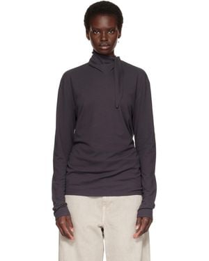 Lemaire Long-Sleeve Scarf T-Shirt - Blue