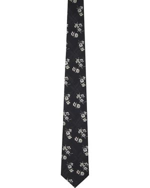 Yohji Yamamoto Flower Plaid Jq Derby Tie - Black
