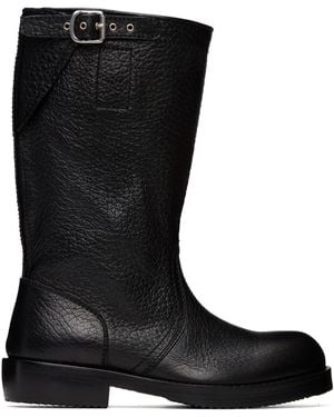 Dries Van Noten Leather Biker Boots - Black
