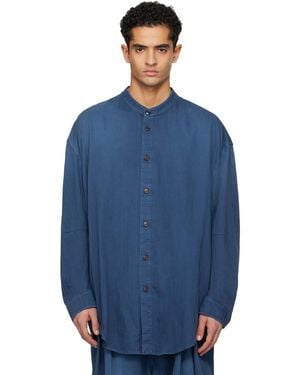 Hed Mayner Herringbone Denim Shirt - Blue