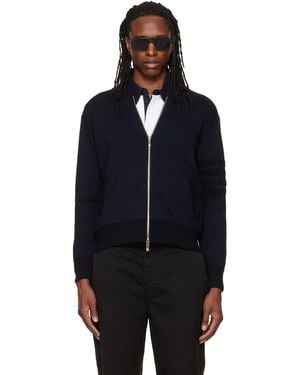 Thom Browne Ottoman Milano Stitch 4-Bar Bomber Jacket - Blue