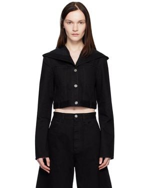 Alaïa Cropped Hooded Denim Jacket - Black