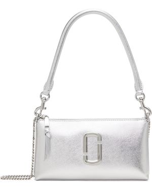 Marc Jacobs Sac À Bandoulière Transformable Snapshot Argenté Métallique - Blanc