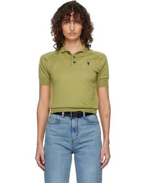Ami Paris Wool Short Sleeves Ami De Coeur Polo - Multicolour