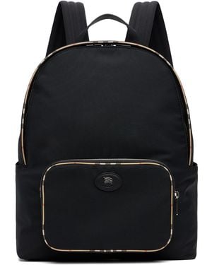 Burberry Check Trim Backpack - Black