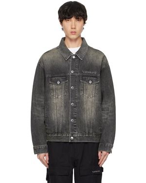 A Bathing Ape Distressed 13 Oz Trucker Denim Jacket - Black