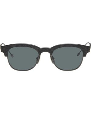 Thom Browne Acetate & Titanium Oval Sunglasses - Grey