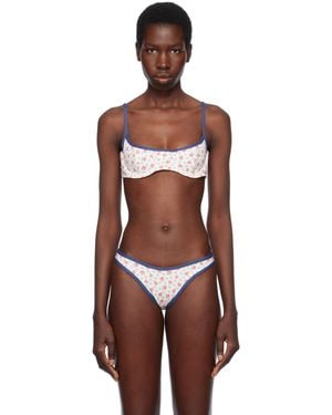 Frankie's Bikinis オフホワイト Cola アンダーワイヤー ビキニトップ - マルチカラー