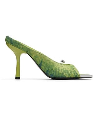 DIESEL D-Diam's-High Denim Mule Heeled Sandals - Green