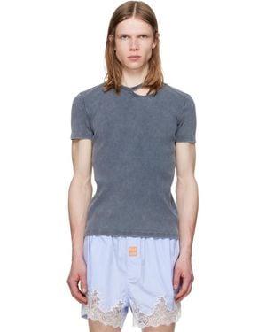 Louis-Gabriel Nouchi Asymmetrical Opening T-Shirt - Blue