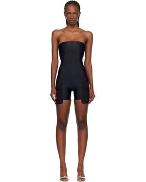 Courreges 2-Pocket Jersey Bustier Overall Jumpsuit - Black