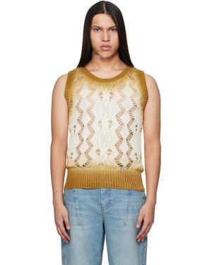 Egonlab Tan & Off- Textured Knit Tank Top - Multicolour