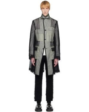 Comme des Garçons ブラック Nylon Tulle ロング丈ジャケット