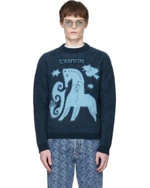Lanvin Lunar Year Jacquard Mohair Jumper - Blue