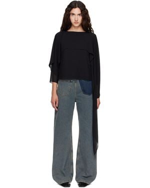 MM6 by Maison Margiela Chiffon Long-Sleeved Blouse - Black