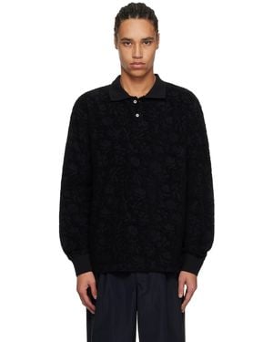 Soulland Robert Plush Long Sleeve Polo - Black