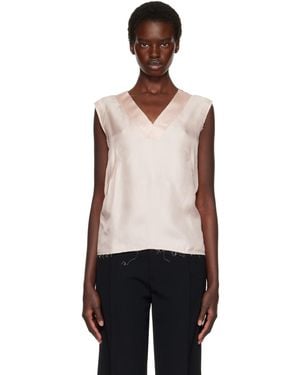 Maison Margiela Silk V-Neck Top - Multicolour