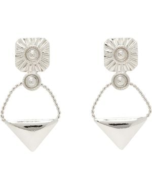 Toga Triangle Pierced Earrings - White