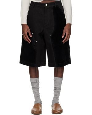 ANDERSSON BELL Faux Pony Patchwork Carpenter Shorts - Black