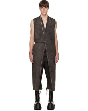 Rick Owens Tower Long Lab Denim Vest - Black