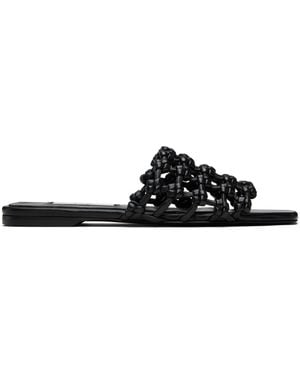 TOTEME Braided-Leather Bandeau Slides - Black