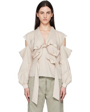 Acne Studios Cut-Out Bow Blouse - Natural