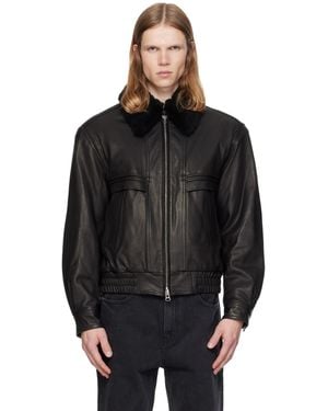 MMIC Calder Leather Bomber Jacket - Black
