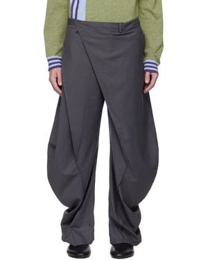 JiyongKim Curved Wrap Trousers - Black