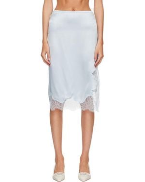 R2W Milena Silk Lace Midi Skirt - Blue