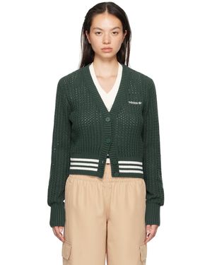 adidas Originals Knit Cotton-Blend Y-Neck Cardigan - Green
