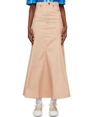 Burberry Beige Flared Maxi Skirt - Multicolour